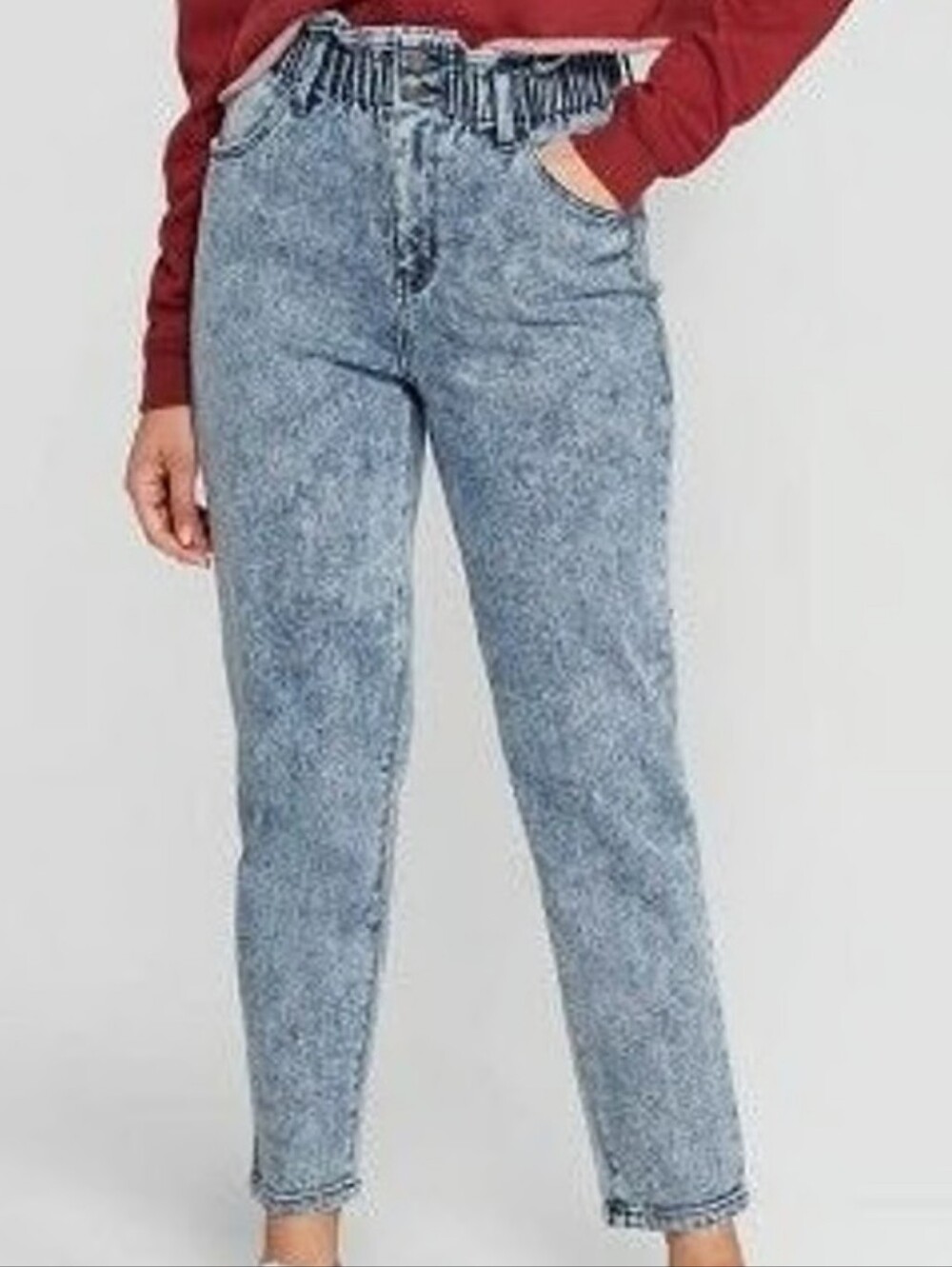 Wild Fable High-Rise Paperbag Jeans - Light Acid Wash, Sz 8